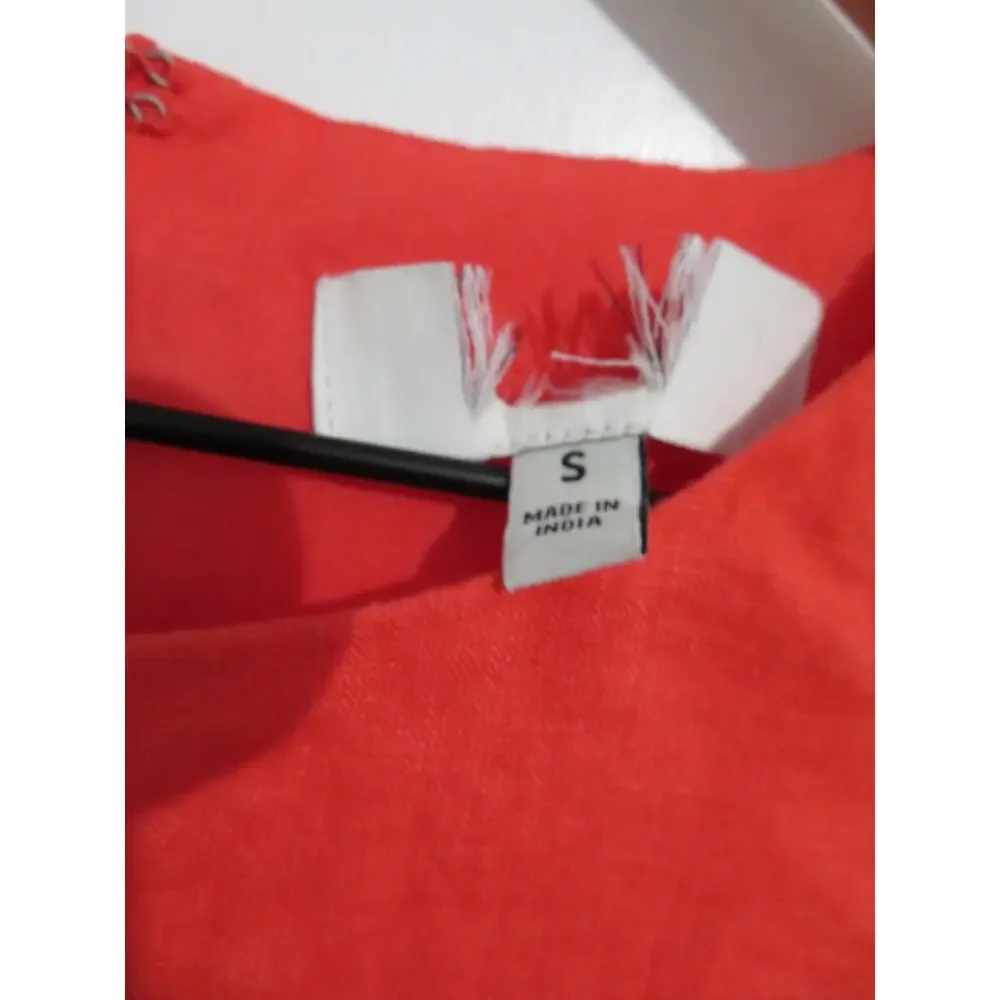 Banana Republic Women Sz S Coral Gem Pinnacles Linen Romper Sleeveless Mini